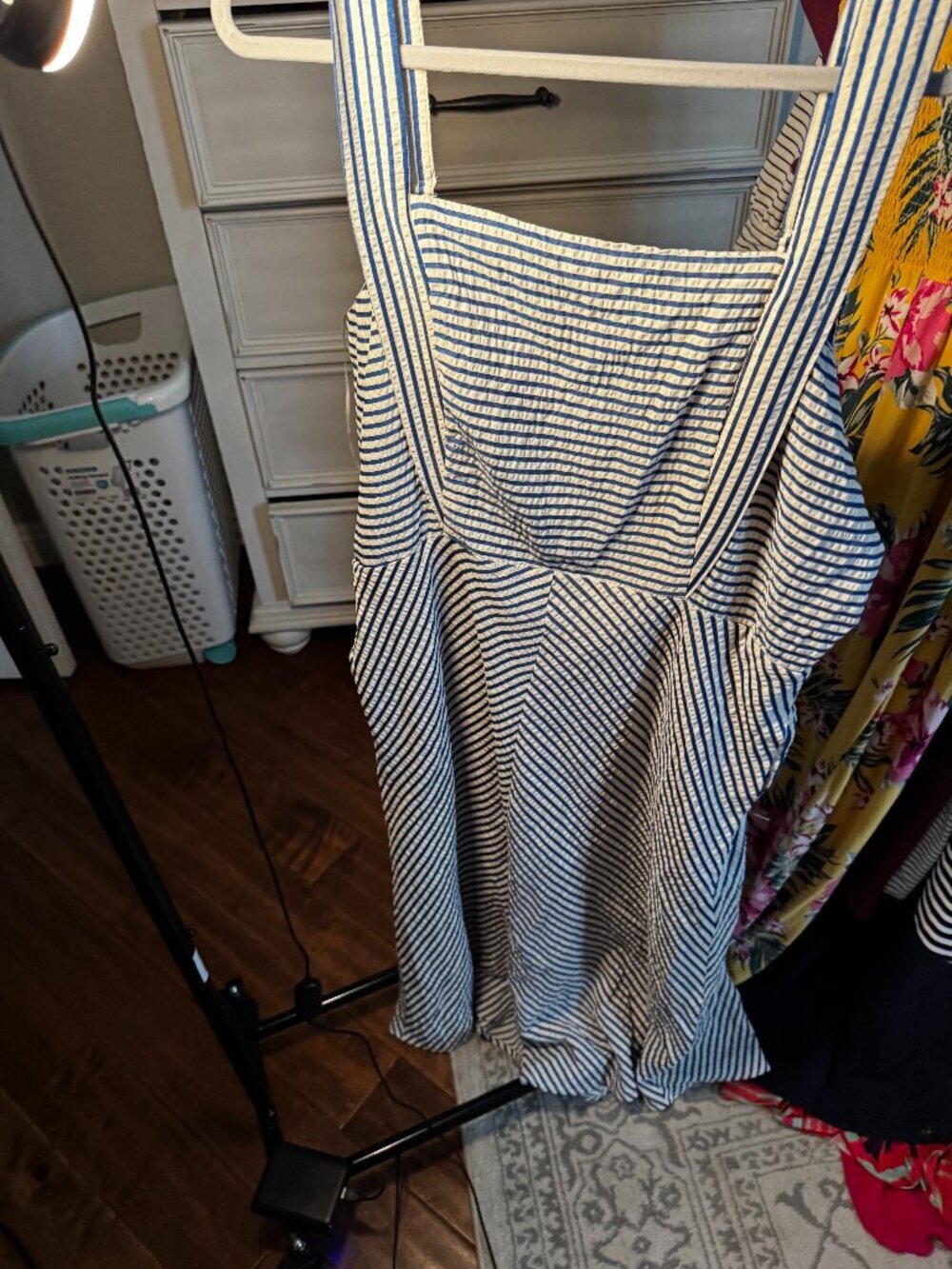 Draper James Blue & White Seersucker Stripe Smocked Dress (NWT) XXL